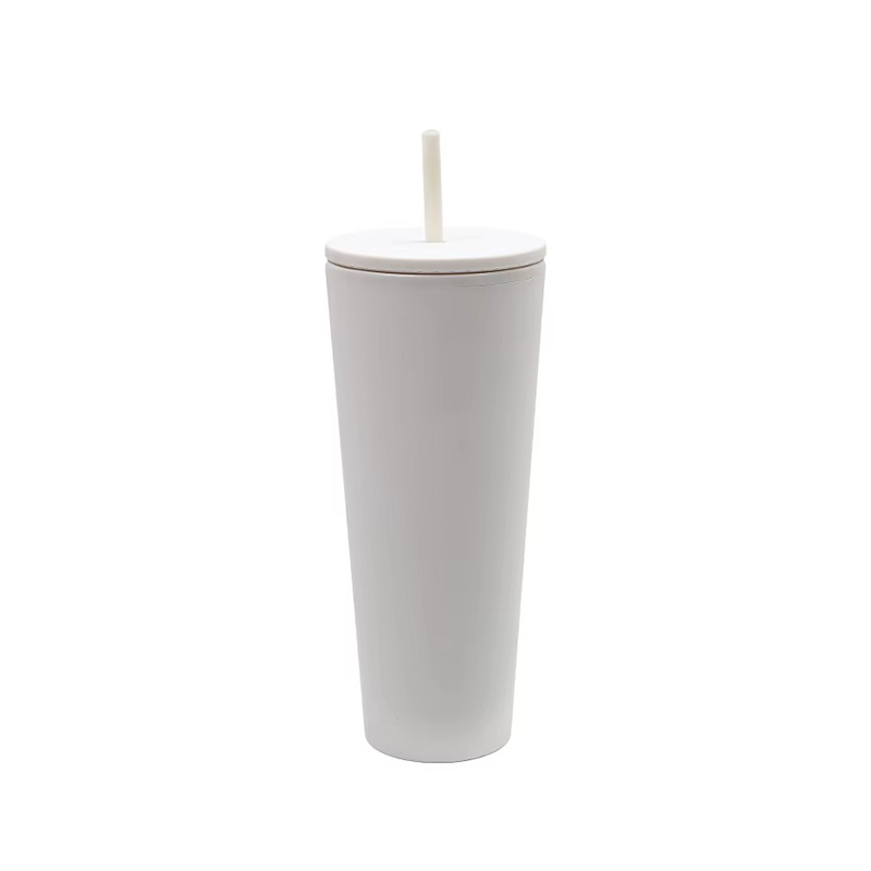 Gradient double layer plastic tumbler with straw