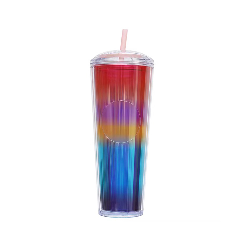 Insulated drinking plastic tumbler  water lid with straw