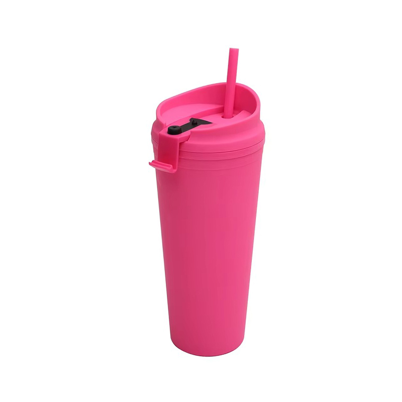 Outdoor double layer reusable plastic tumbler