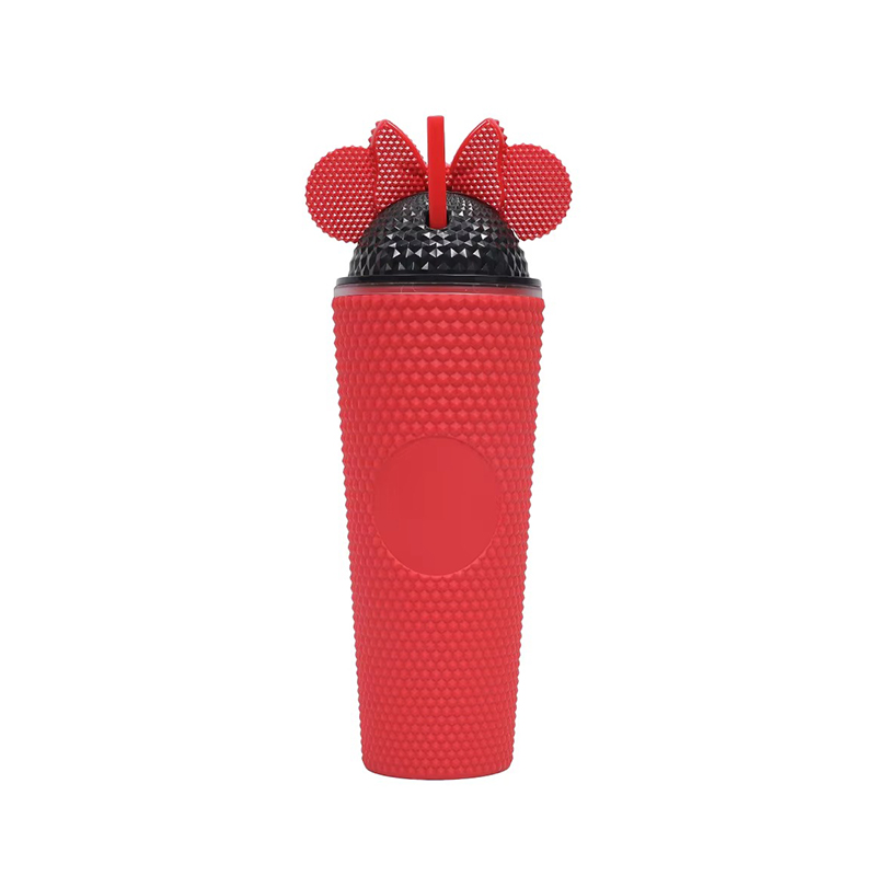 Various colors rivets plastic tumbler with straws