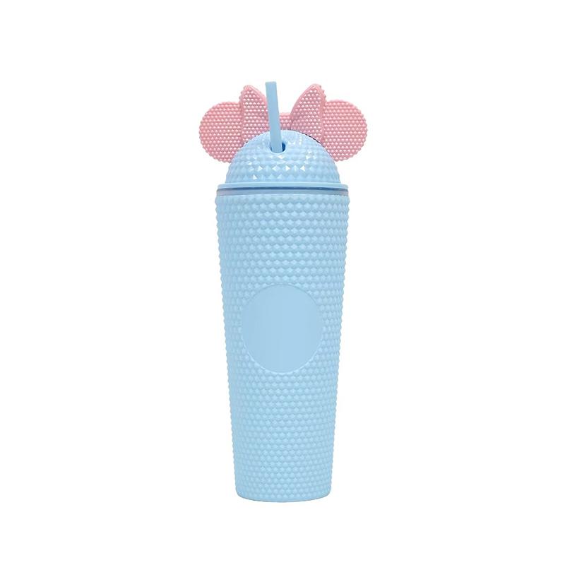 Various colors rivets plastic tumbler with straws