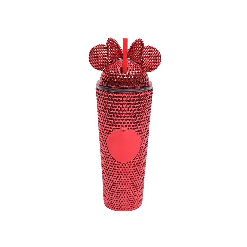 Diamond pattern plastic tumbler with bow