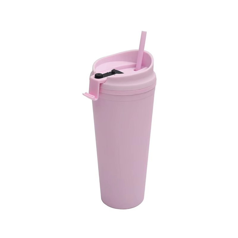 Outdoor double layer reusable plastic tumbler