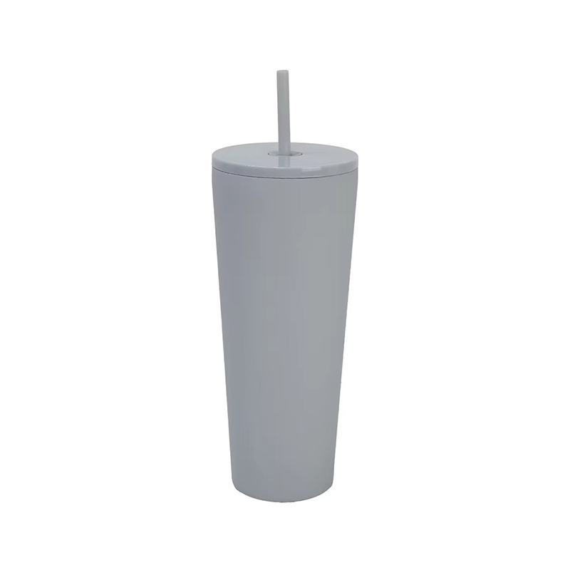 Double layer stainless steel tumbler with straw and lid