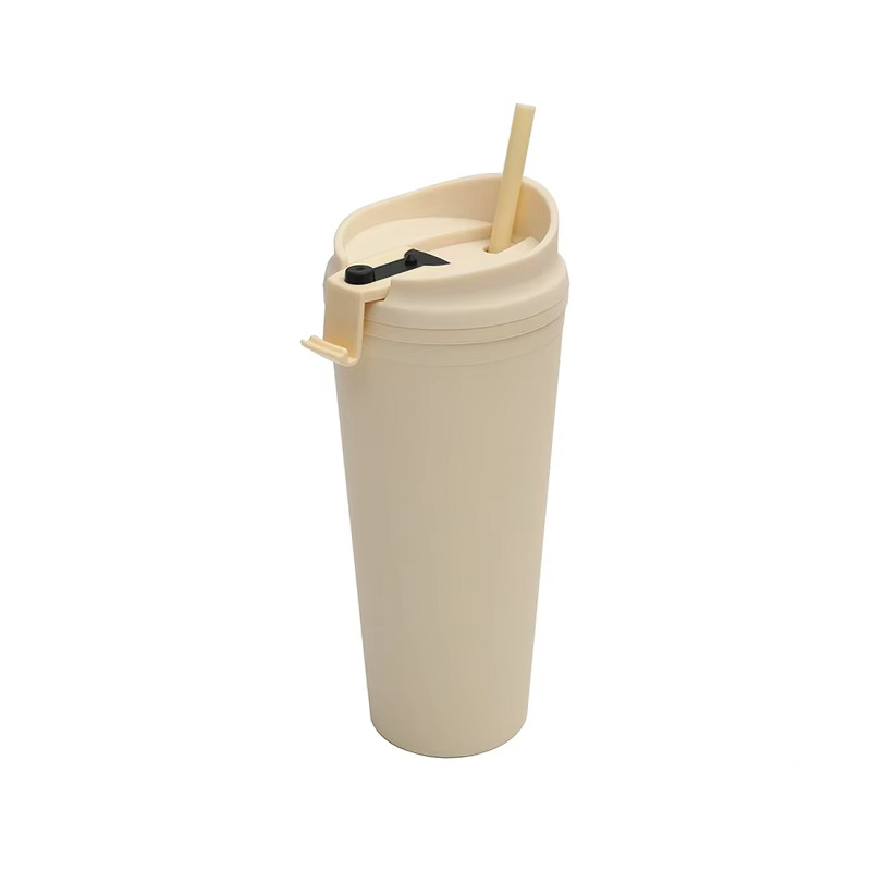 Outdoor double layer reusable plastic tumbler