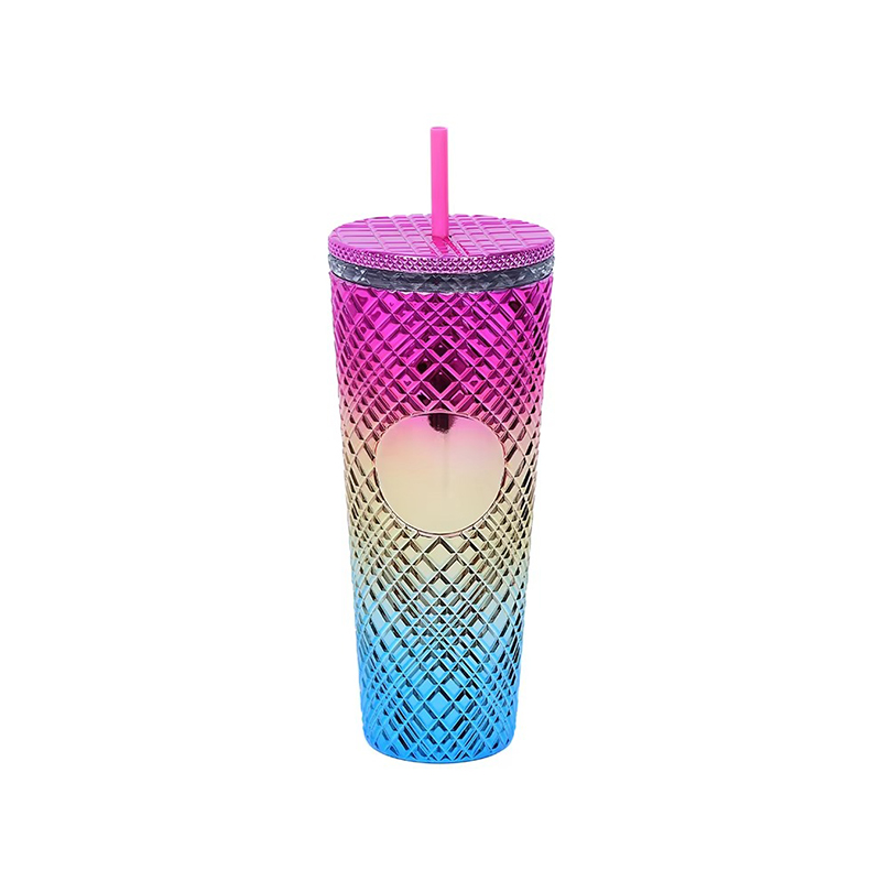 Reflective gradient multiple colors plastic tumbler